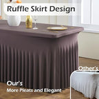 NSSONBEN 2 pk Brown Spandex Tablecloth for 6 Foot Rectangle Tables,Wrinkle Free Fitted Spandex Table Covers 6ft Coffe Stretch Table Cloths with Ruffle Skirt for Parties Weddings Banquet Baby Shower - Image 2