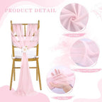 Fanqisi Pink Chair Sashes 16 Pieces 240cm Long Chair Bows Sashes Sheer Tulle Flowy Fabric for Wedding Aisle Chairs Decoration - Image 4