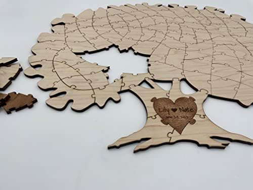 HAVOLY Personalized Wooden Tree Puzzle Wedding Guest Book Alternative | Custom Engraved Sign in Book Great For Anniversaries, Birthdays, Quinceaneras, Bar/Bat Mitsvahs, Family Reunions, & All Events - Image 2
