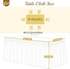 Ivory Fitted Tablecloth Rectangle 6 Foot Stretch Elastic Tulle Ruffle Tablecloths Rectangular Spandex Table Covers 6ft Birthday Baby Shower Party Wedding Table Cloths with Skirt 6Pack - Image 5