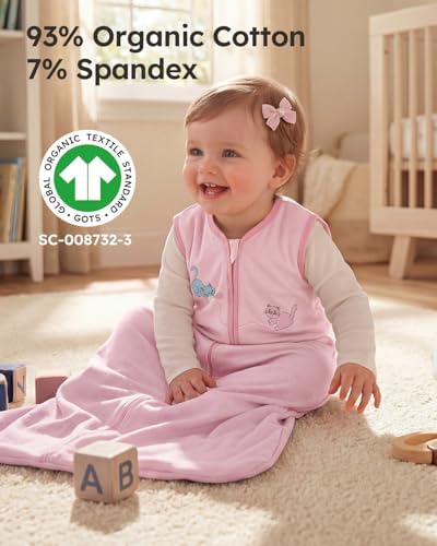 Yoofoss Baby Sleep Sack 6-12 Months Wearable Blanket for Babies 100% Organic Cotton 2-Way Zipper TOG 0.5 Toddler Sleeping Sack 3 Pack, Soft Lightweight Sleep Sacks - Image 2
