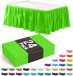Exquisite Lime Green Table Skirt 24 Pack - Disposable Plastic Table Skirts for Rectangle Tables 6ft 8ft & Round Tables - 29in x 14ft Self-Adhesive Strip - Birthday Wedding Gender Reveal Decor by Exquisite