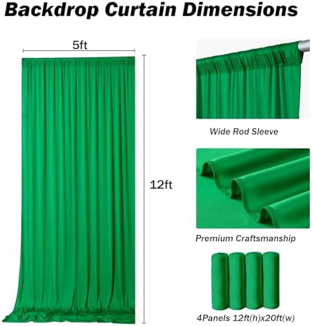 20x12 ft Green Backdrop Curtains for Weddings Parties, Birthdays and Photos - Image 5