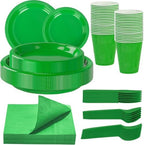 MirthMood 350pcs Green Plastic Plates,Green Plates Set for Birthday by LUODA
