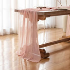 10Pcs Pink Cheesecloth Table Runner 120 Inches for Wedding Party Decor - Image 3