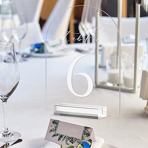 Clear Arch Table Numbers for Wedding, 5x7 Inch Arched Acrylic Table Numbers 1-15 with Stands, Clear Acrylic Arch Sign with Holder for Centerpiece, Reception, Wedding, Party, Event - Image 6