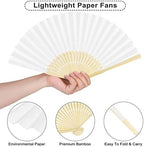 Aodaer 60 Pieces Paper Folding Fans Bamboo Handheld Fans Paper Folded Fans for Wedding Gift, Party Favors, DIY, Home Decoration, White - Image 3