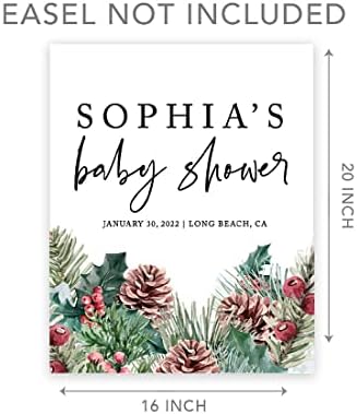Andaz Press Custom Large Baby Shower Welcome Sign, 16" x 20", Winter Pinecones Personalized Canvas Welcome Sign, Signage Gender-Neutral Canvas Sign for Baby Sprinkle Christmas Baby Shower Decorations - Image 5