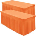 Shillance 2 Packs Orange Spandex Tableclothes for 4 Foot Rectangle Table, Spandex Table Covers 4FT Stretch Table Skirts Rectangle Wrinkle Free Fitted Tablecover for Event, Wedding, Banquet & Parties by Shillance