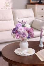 TINGE TIME Wedding Artificial Flowers Combo, Rose Dahlia Peony Light Purple - Image 2