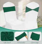 Dark Green Chair Sashes Bows 60Pcs Spandex Chair Sashes Elastic Chair Cover Bands Ties Without Buckle for Wedding Birthday Party Ceremoney Events Decoration - Image 3
