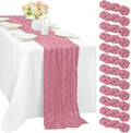 12 Pieces Dusty Rose Cheesecloth Table Runner 10FT Pink Runner for Tables Gauze Fabric Boho 35 x 120 Inches Long Table Runner Decoration Rustic Sheer Runner for Wedding Baby Birthday Party Dusty Rose by Sunnyline