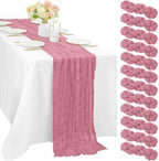 12 Pieces Dusty Rose Cheesecloth Table Runner 10FT Pink Runner for Tables Gauze Fabric Boho 35 x 120 Inches Long Table Runner Decoration Rustic Sheer Runner for Wedding Baby Birthday Party Dusty Rose by Sunnyline