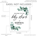 Andaz Press 16x20 Inch Canvas Welcome to Baby Shower Sign Personalized, Gender Neutral Greenery Eucalyptus Customized Baby Shower Sign Board for Easel, Custom Baby Shower Sign Entrance Decorations - Image 5
