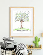 Boy's Loved to the Moon Baby Shower Fingerprint Tree, 11x14 Inch - Image 7