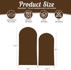 2 Set-7.2FT, 6FT Brown Arch Backdrop Cover,Spandex Fitted Wedding Arch Stand Covers Round Top Chiara Arch Backdrop Stands Cover for Birthday Party Banquet Photo Background Decoration - Image 3