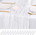 14 Pack White Cheesecloth Table Runner 17x108 Inch Semi Sheer Boho Gauze Cheese Cloth Fabric Table Runners, for Wedding Party Baby Shower Birthday Home Decor Garden Farmhouse by Unknown