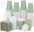 120 Pack Sage Green Coffee Cups with Lid Sleeves, Insulated To Go Paper Cup by NatNarr