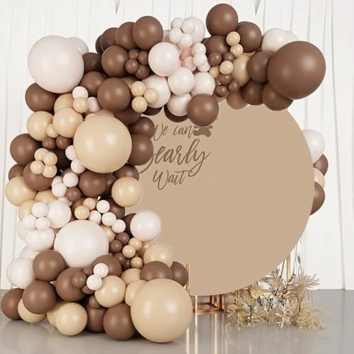 7.5x7.5ft We Can Bearly Wait Round Backdrop Cover Brown Cute Bear Circle Background Arch Stand Cover for Newborn Baby Shower Gender Reveal Pregnancy Party Banner Cake Table Decorations - Image 2