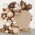 6.5x6.5ft We Can Bearly Wait Round Backdrop Cover Brown Cute Bear Circle Background Arch Stand Cover for Newborn Baby Shower Gender Reveal Pregnancy Party Banner Cake Table Decorations - Image 2
