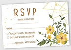 50 Blank RSVP Cards with White Envelopes-Floral & Leaves Style Response Card-RSVP for Wedding-Rehearsal Dinner-Baby Shower-Bridal Shower-Engagement Party Invitations by Inkdotpot