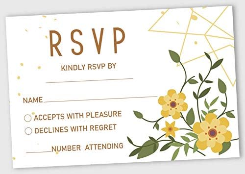 50 Blank RSVP Cards with White Envelopes-Floral & Leaves Style Response Card-RSVP for Wedding-Rehearsal Dinner-Baby Shower-Bridal Shower-Engagement Party Invitations by Inkdotpot