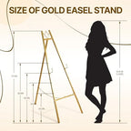 57.5" Gold Easel Stand for Sign, Wedding Sign Stand for Display, Assembly Required, 4 Adjustable Height Levels Heavy Duty Metal Display Stand Floor Standing Easels for Art, Paintings, Pictures(2 Pack) - Image 5