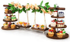 Wooden 3 Tier Cupcake Dessert Table Display Stand with Swing & Flower Decor by Unknown