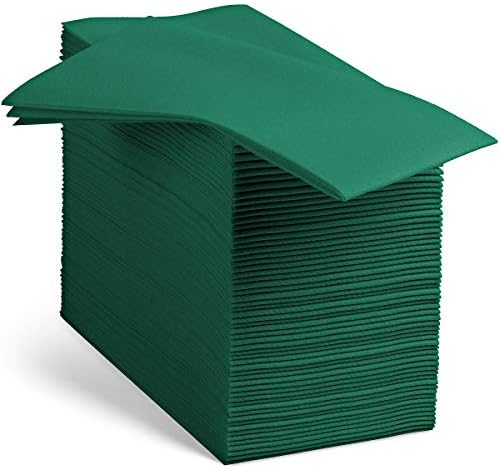 100 Linen-Feel Colored Paper Napkins - Decorative Cloth-Like Green Dinner Napkins - Soft And Absorbent. For Christmas, Kitchen, Party, Wedding, Bathroom Or Any Occasion. (Pack of 100) by BloominGoods