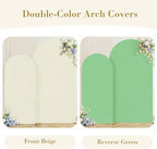 Beige and Sage Green Arch Backdrop Cover Set of 2-7.2 and 6ft Spandex Wedding Arch Covers Stretchy Backdrop for Baby Shower Bridal Shower Birthday Party Photo Balloon Arch Stand Cover - Image 2