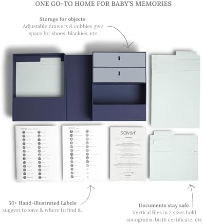 Savor | Baby Keepsake Organizer Box | The Original Fabric Acid-Free Modern Minimalist Gender-Neutral Memory Box with Labels | for Pregnancy, Mother’s Day, Baby Shower, New Baby Girl Baby Boy Gifting - Image 4