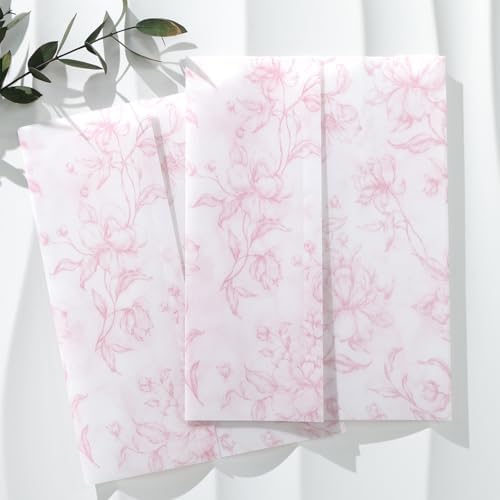 UNIQOOO 50 Pack Pre-Folded Dusty Rose Pink Grace Bloom Vellum Jackets&UNIQOOO Wildflower Wax Seal Stickers50 Pack Pre-Folded Dusty Rose Pink Grace Bloom Vellum Jac&UNIQOOO Wildflower Wax Seal Stickers - Image 2