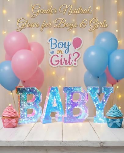 AceList Iridescent Baby Marquee Letters for Baby Shower - 7.87 Inch Light Up Sign for Table Centerpiece & Backdrop, Holographic 70 LED Decor for Gender Reveal, Nursery Room, Birthday Party Supplies - Image 5