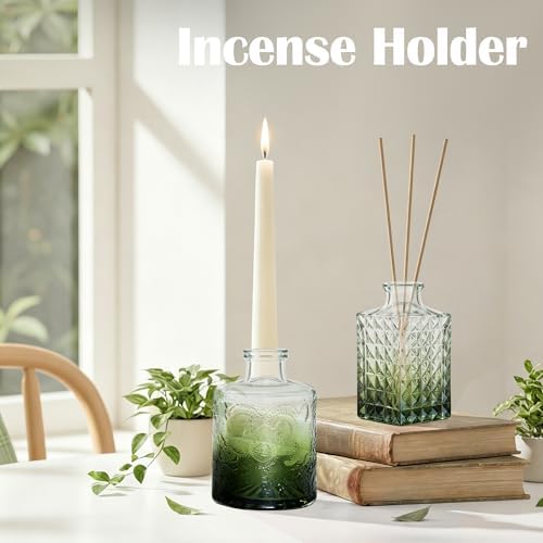 17Pack Glass Bud Vases in Bulk Dark Green Small Mini Vase for Flowers - Image 5