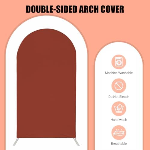 Pastel Burnt Orange Arch Backdrop Covers Stretchy Arched Stand Cover for Parties Decoration Baby Bridal Shower Birthday Wedding Party Props NO-377-3x6ft - Image 4