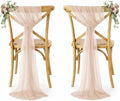 MDS Pack of 125 Chiffon Chair Sashes for Wedding & Event Décor - Nude by MDS