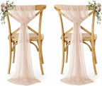 MDS Pack of 125 Chiffon Chair Sashes for Wedding & Event Décor - Nude by MDS