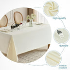 VidaFete 10 Pack 90 * 132inch Ivory Rectangle Tablecloth for 6ft Tables - Image 3