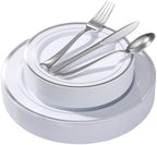 Goodluck 125 PCS Silver Rim Plastic Plates and Cutlery Set for 25 Guests by GoodLuck