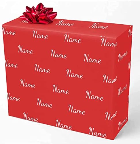 MyPupSocks Custom Name Wrapping Paper, Personalized Gift Wrap Paper with Funny Text Logo Name Red Wrapping Paper Roll for Mom Dad Grandma Birthday Christmas Wedding 5 Rolls by MyPupSocks