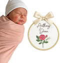Embroidery Baby Name Sign, Personalized Welcome Baby Hoop Sign with Bow, Custom Baby Name Sign for Hospital, Infant Baby Shower Gifts New Parents (15) by Chikky