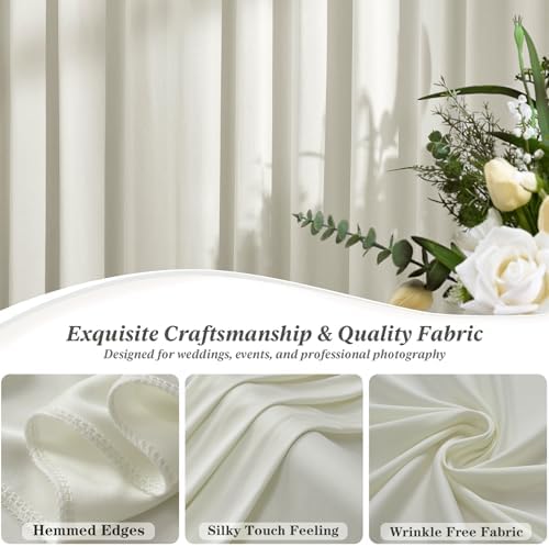 20 ft x 10 ft Wrinkle Free Beige Backdrop Curtain for Parties, 4 Panels 10ft Polyester Beige Photo Backdrop Drapes for Graduation Birthday Wedding Party Stage Curtains - Image 2