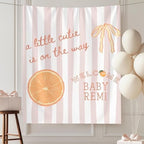 Little Cutie Baby Shower Banner Orange Citrus Welcome Sign for Girl Pink Striped Party Decor A Little Cutie on the Way Backdrop Tangerine Baby Sprinkle Tapestry Cute Fruit Themed Baby Shower Supplies by Unknown