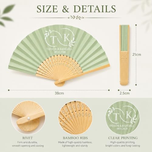 10-200 PCS Wedding Fans for Guests Personalized Custom Name & Date - Image 4
