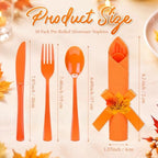 30 Set Thanksgiving Pre Rolled Silverware Fall Disposable Cutlery - Image 2