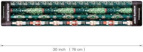 WRAPAHOLIC 30 Inch Nutcracker Christmas Wrapping Paper Roll - Jumbo Roll Green Christmas Tree, Snowflakes and Nutcracker with Metallic Foil Shine Design - 4 Rolls - 30 Inch x 120 Inch Per Roll - Image 2