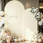 Beige Arch Cover 7.2 and 6ft Spandex Wedding Arch Backdrop Cover Set of 2 - Image 3