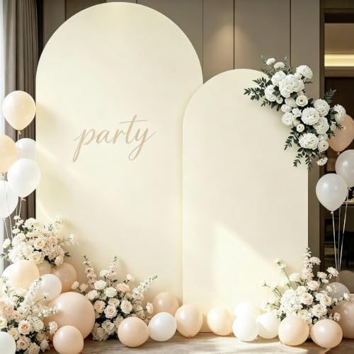 Beige Arch Cover 7.2 and 6ft Spandex Wedding Arch Backdrop Cover Set of 2 - Image 3