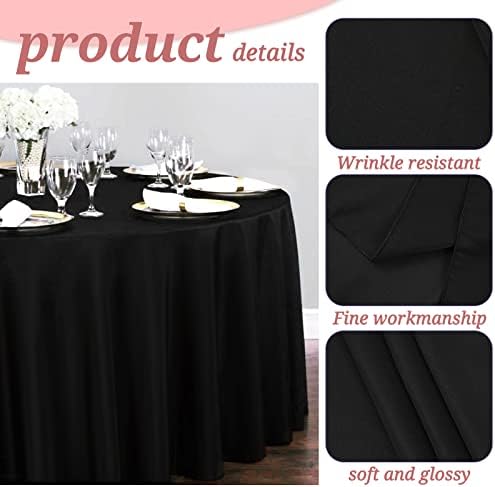 YMHPRIDE 6 Pack Round Black Tablecloth, 90 Inch Round Tablecloth - Image 3