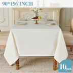VidaFete 10 Pack 90 * 156inch Ivory Rectangle Tablecloth for 8ft Tables - Image 5
